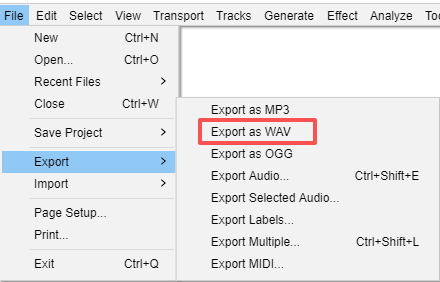 audacity export as wav