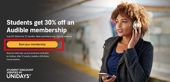 audible au student discount