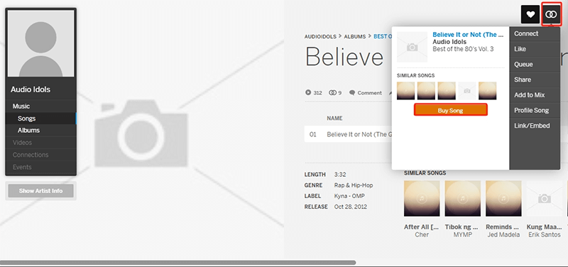 buy myspace song