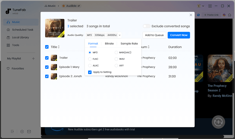 change output setting audible