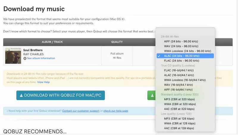 choose qobuz download format