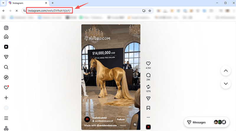 copy instagram video url