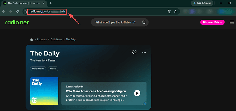 copy radio podcast url