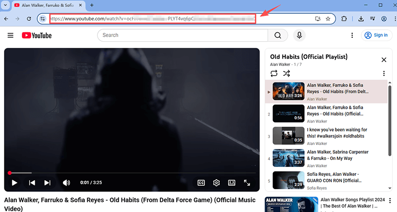 copy youtube playlist url