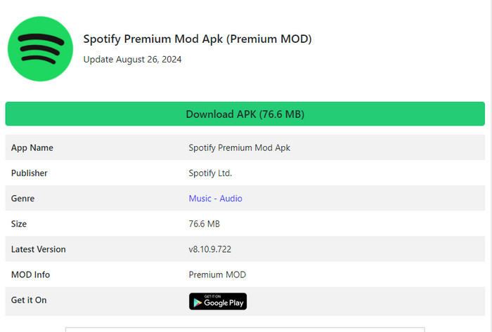 downloading spotify premium mod apk