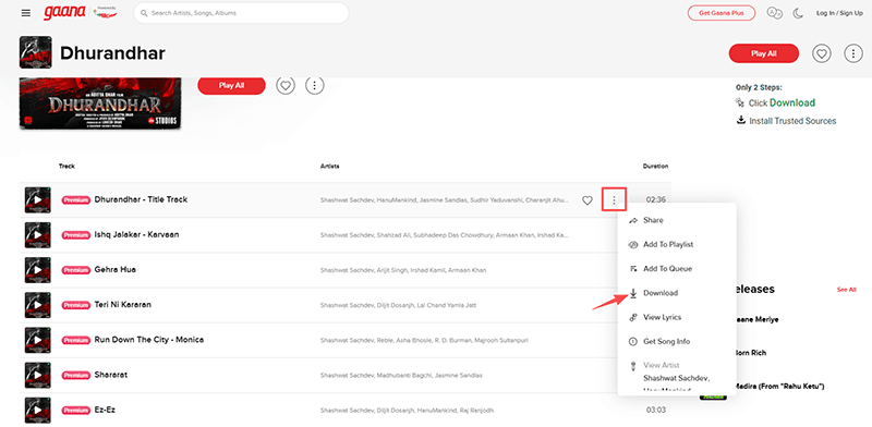 download from gaana