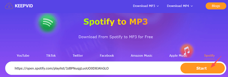 download spotify playlist via keepvid