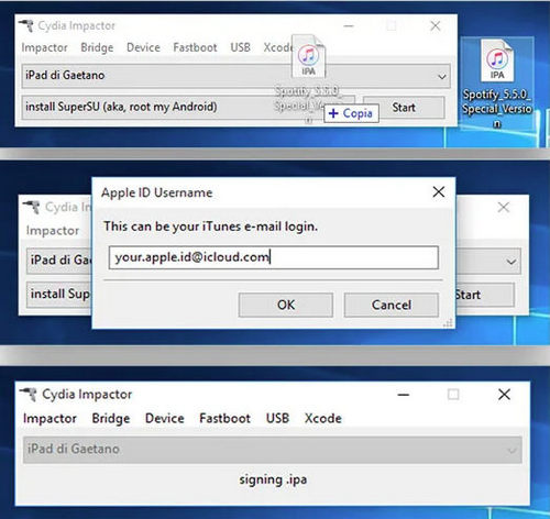 drag spotify++ into cydia impactor