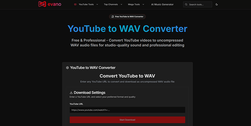 Evano YouTube to WAV Converter