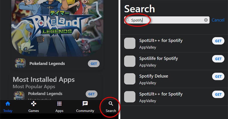get spotify from appvalley