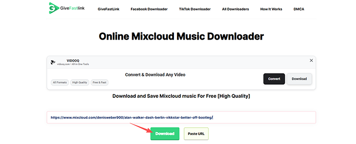 givefastlink mixcloud downloader