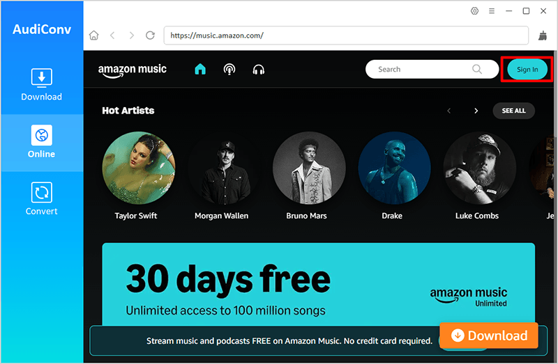 login amazon music account