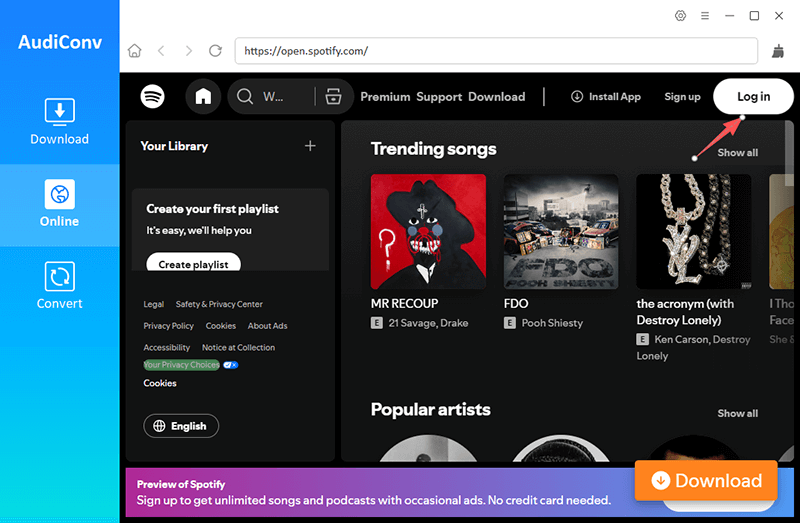 login spotify account