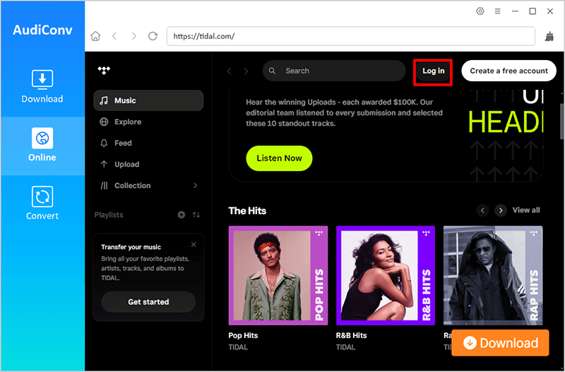 login tidal account