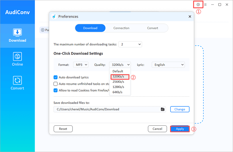 mp3 setting