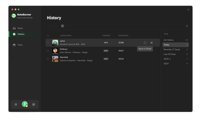 noteburner audio converter history