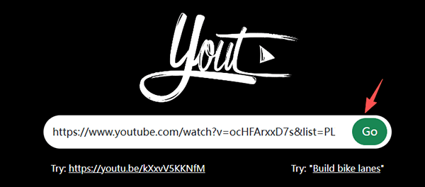 paste youtube link to yout