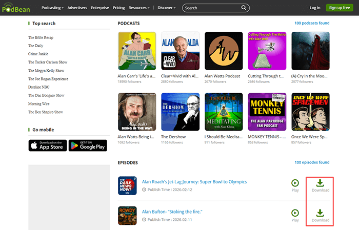 podbean download option