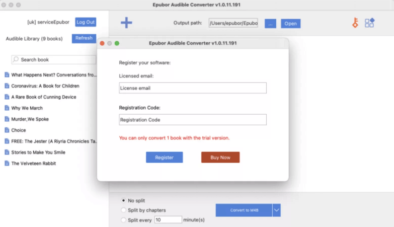 register epubor audible converter