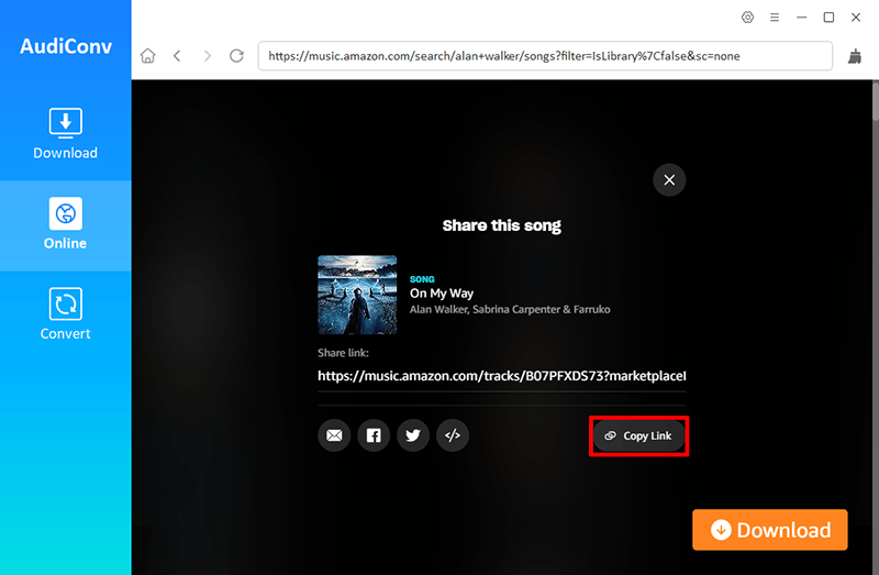 share amazon music link