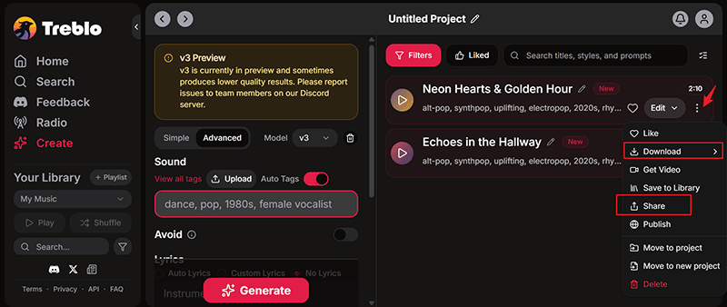 sonauto ai download option