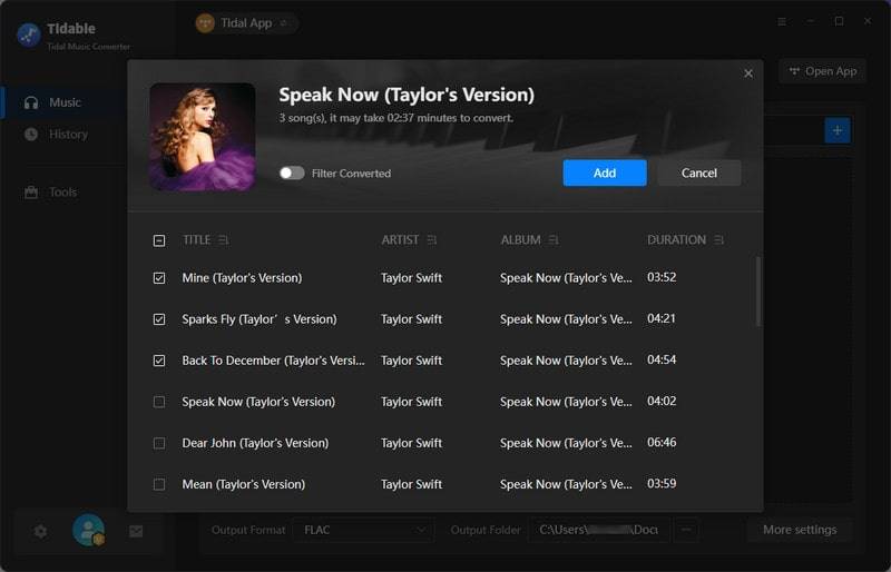 tidabie add songs