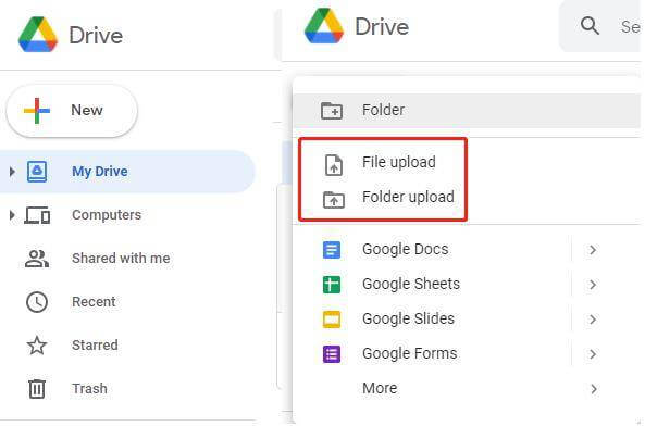 upload to google drive