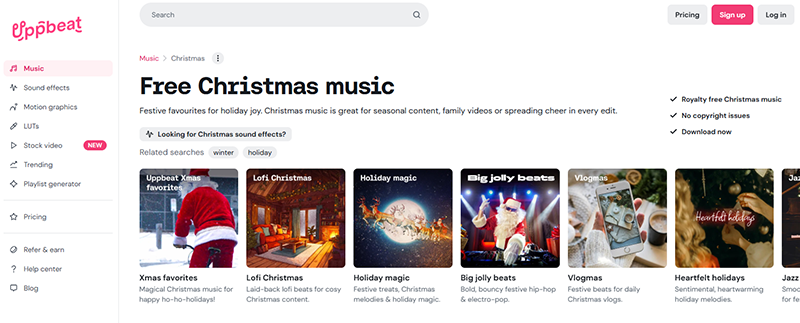 uppbeat christmas music