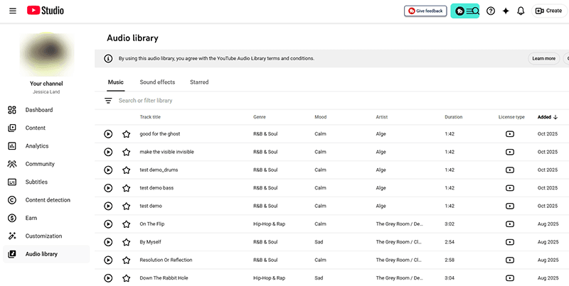 youtube audiolibrary