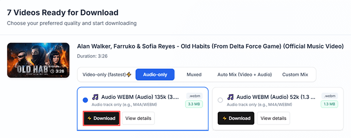 ytmultidownloader download audio